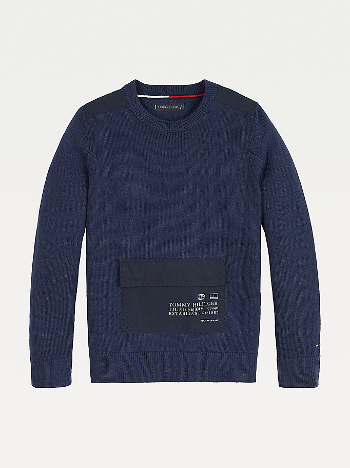 Tommy Hilfiger Flap Pocket Jumper Gutt Blå | IRNFBS-906