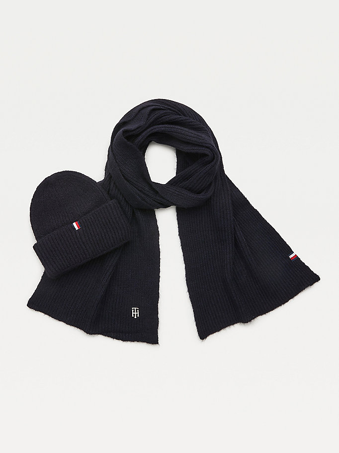 Tommy Hilfiger Flecked And Beanie Gift Set Hatt Dame Blå | ISLJXA-571