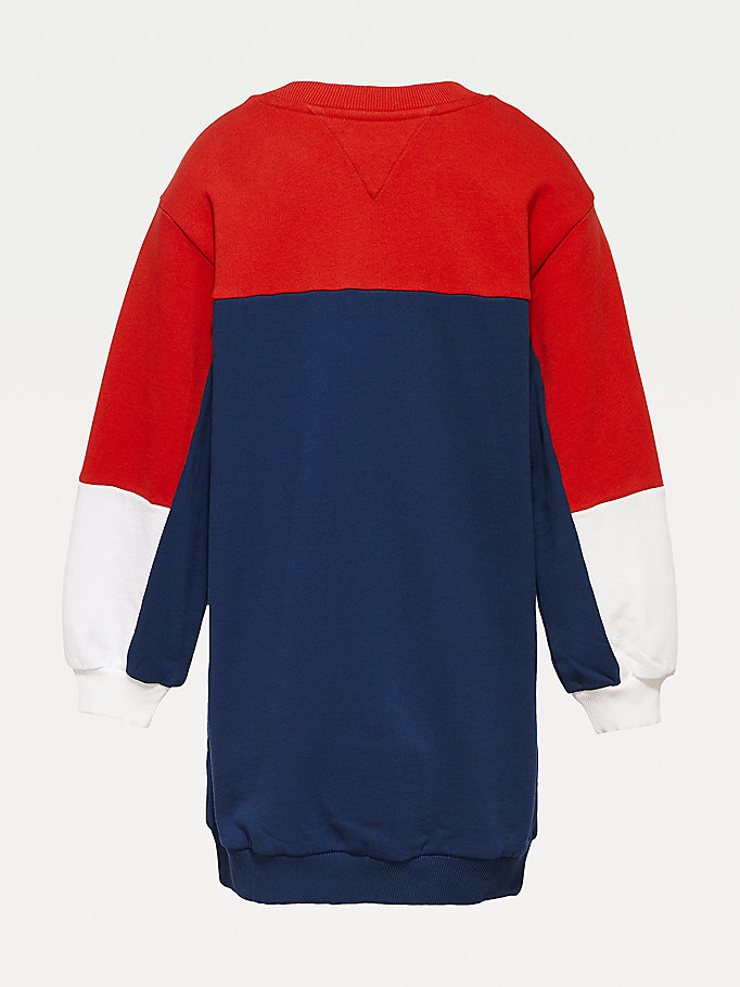 Tommy Hilfiger Fleece Colour-Blocked Long Sleeve Kjoler Jente Blå | RKDAEZ-846