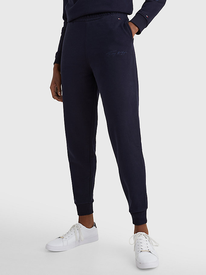 Tommy Hilfiger Fleece Cuffed Leg Joggers Dame Blå | TFMUEA-958