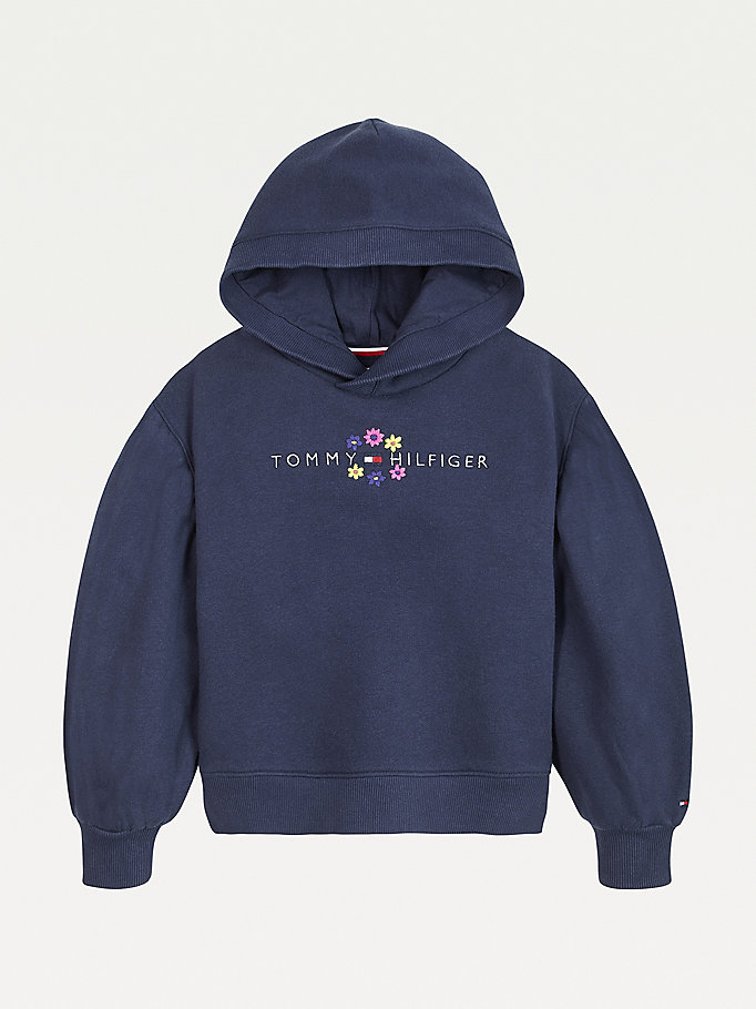 Tommy Hilfiger Flower Embroidery Hettegensere Jente Blå | EOXITU-820