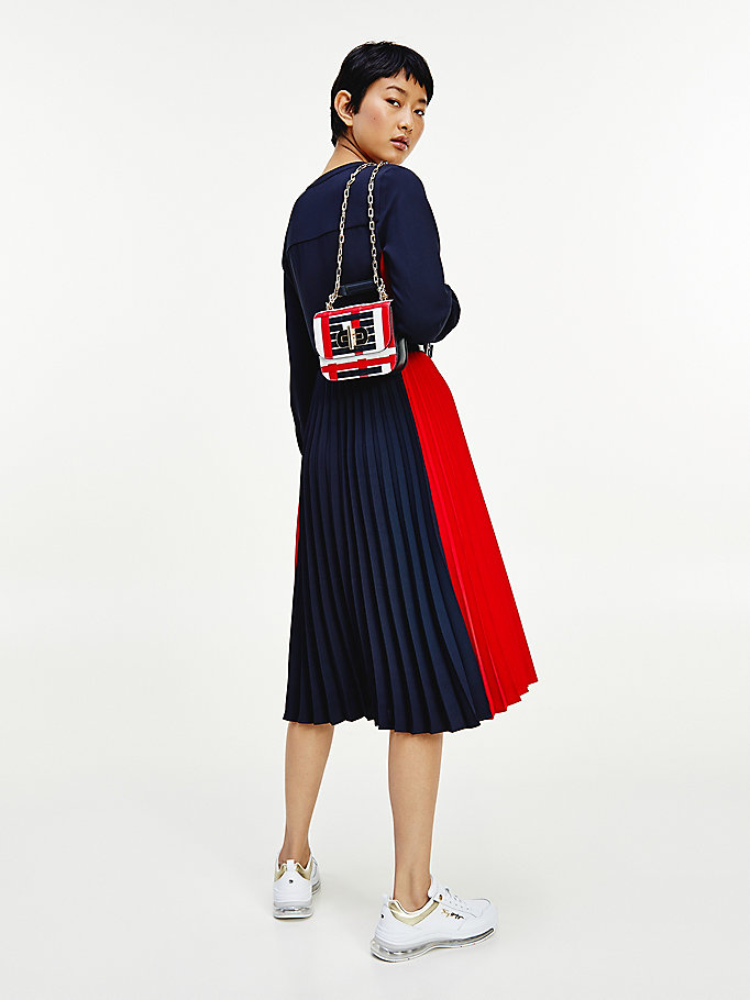 Tommy Hilfiger Fluid Colour-Blocked Midi Kjoler Dame Blå | KNEUCH-420