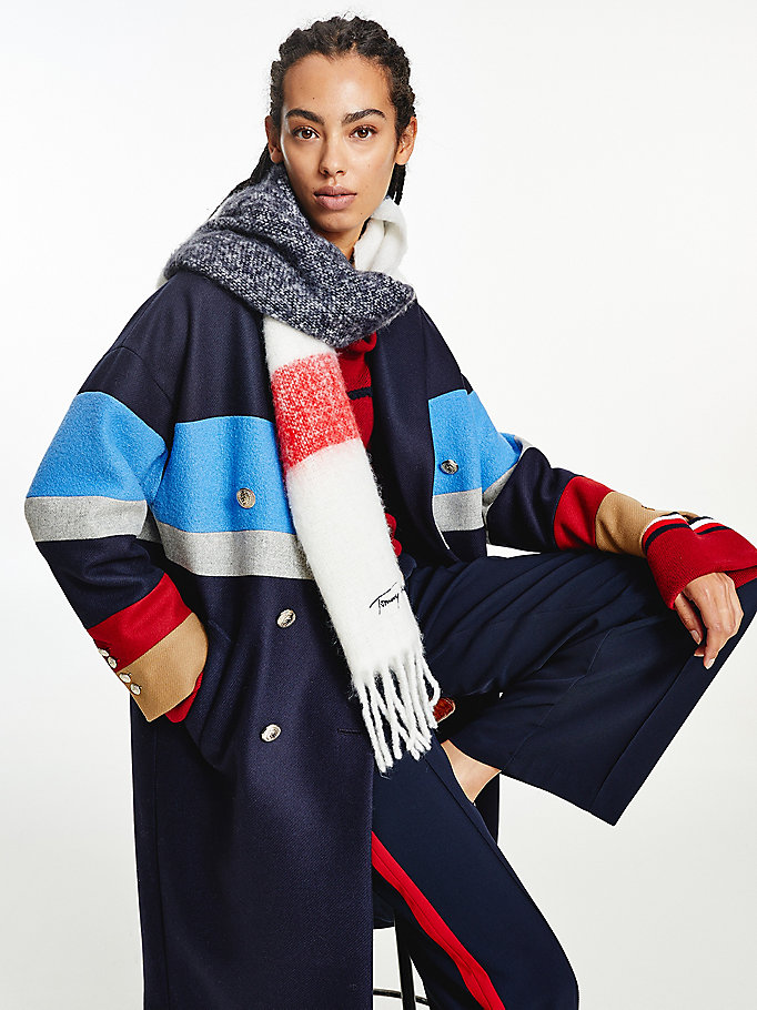 Tommy Hilfiger Fresh Fluffy Signature Skjerf Dame Blå | JXAWVN-572