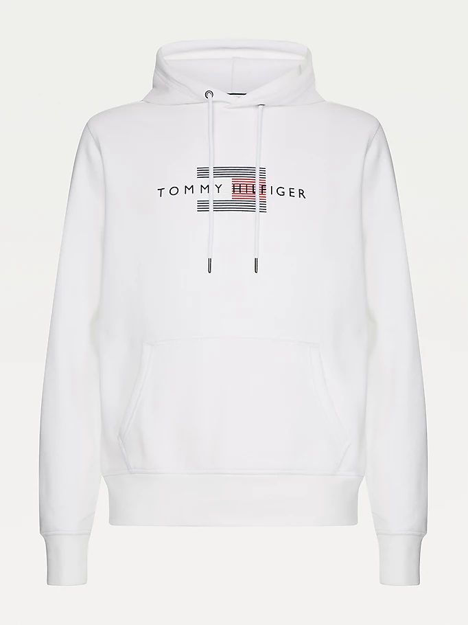 Tommy Hilfiger Front Logo Organic Bomull Fleece Hettegensere Herre Hvite | DPUWIX-347