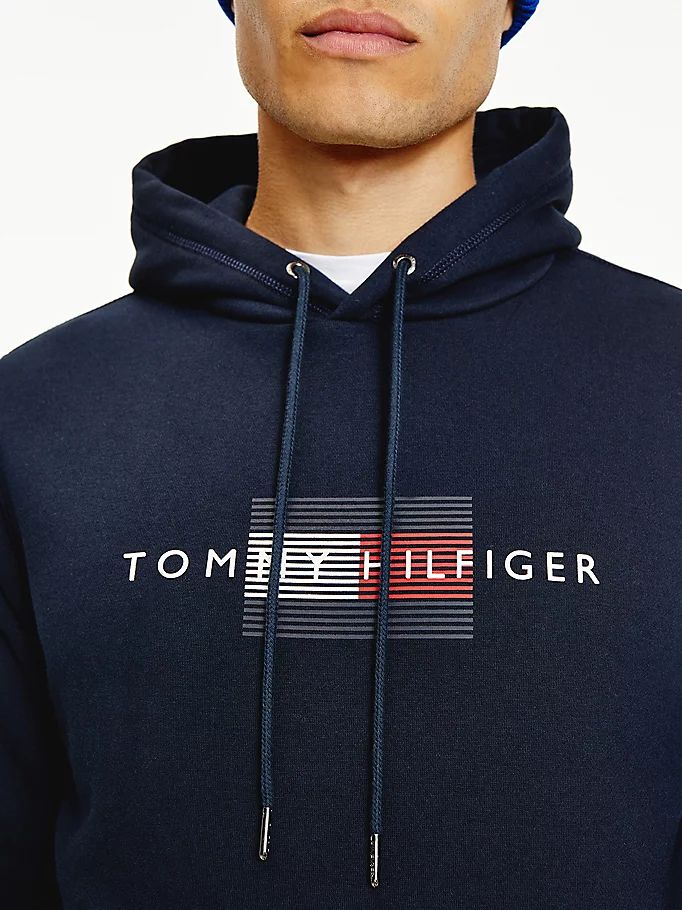 Tommy Hilfiger Front Logo Organic Bomull Fleece Hettegensere Herre Blå | JXRMUY-932