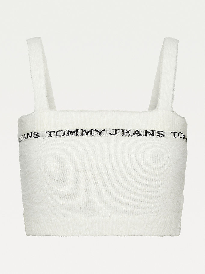 Tommy Hilfiger Furry Cropped Gensere Dame Hvite | JYLERQ-160