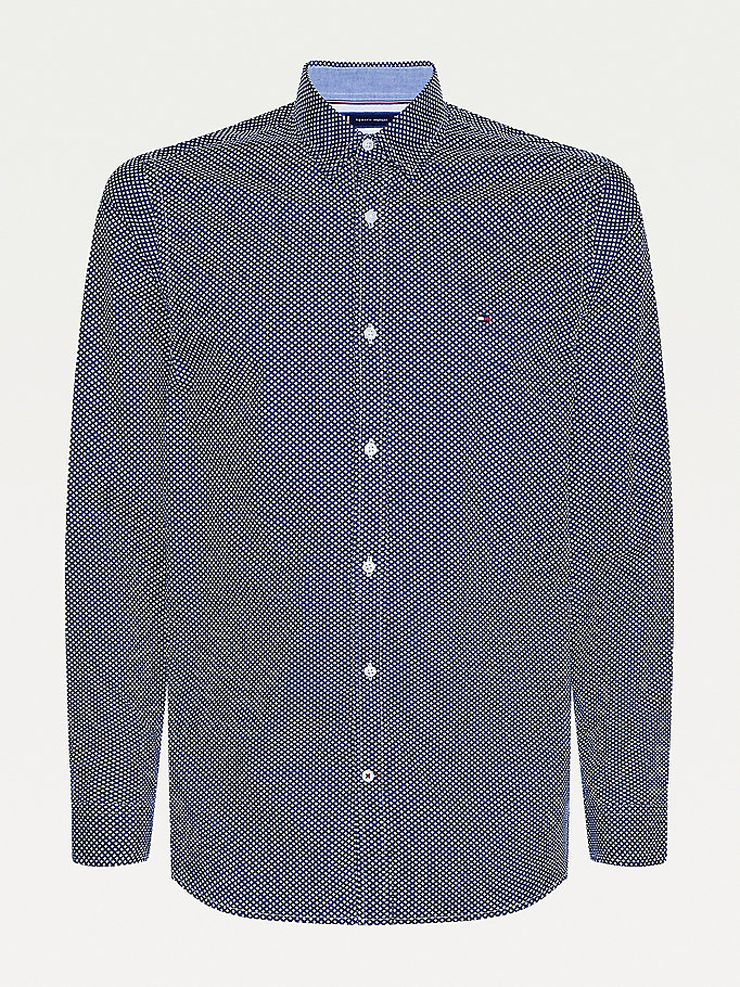 Tommy Hilfiger Geometric Print Slim Fit Skjorte Herre Blå | OXNHQR-379