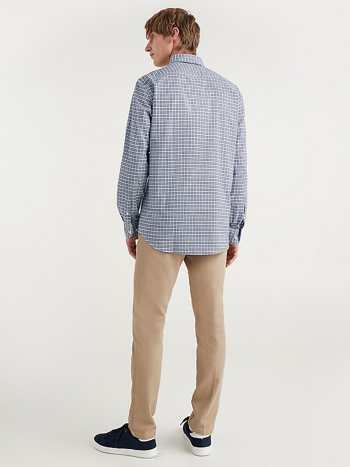 Tommy Hilfiger Gingham Check Organic Oxford Bomull Skjorte Herre Blå | XBEPON-134