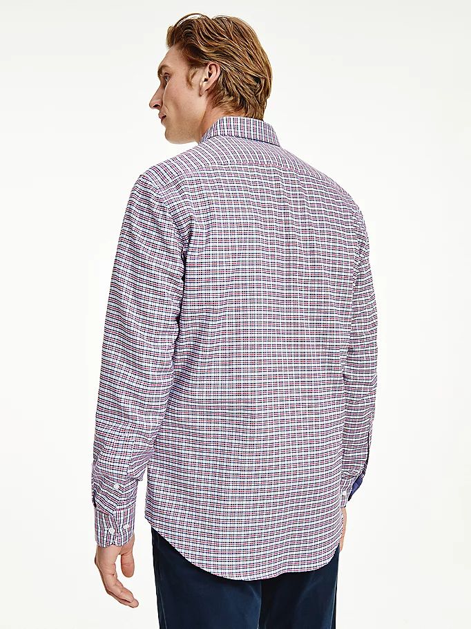 Tommy Hilfiger Gingham Check Organic Oxford Bomull Skjorte Herre Rød | XMURDK-102