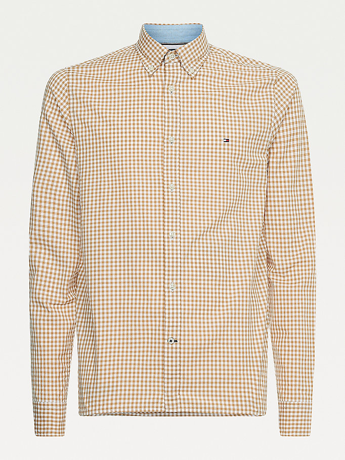 Tommy Hilfiger Gingham Organic Bomull Slim Fit Skjorte Herre Gull | UYDOEN-430