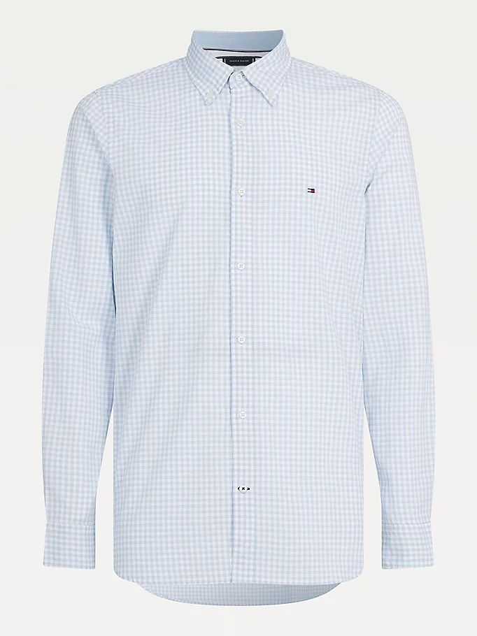 Tommy Hilfiger Gingham Organic Bomull Slim Fit Skjorte Herre Blå | XFJYBH-561