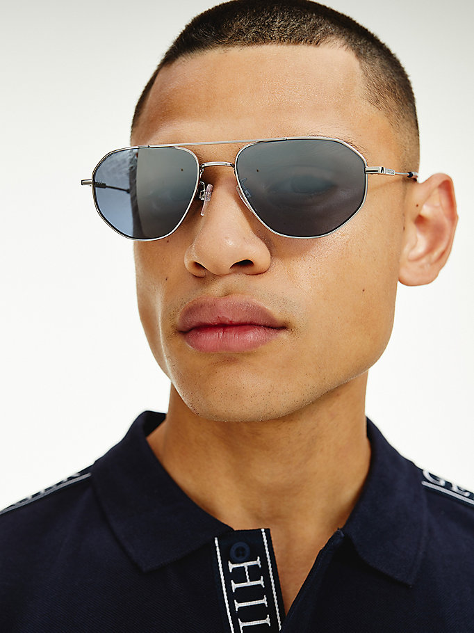 Tommy Hilfiger Gradient Mirror Aviators Solbriller Herre Grå | AEITHC-368