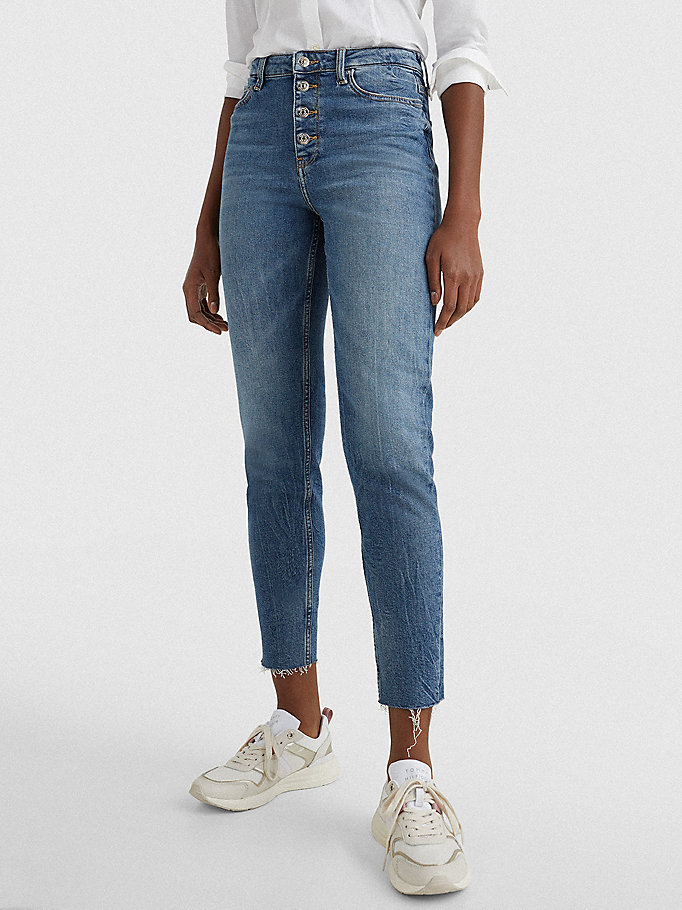 Tommy Hilfiger Gramercy High Rise Tapered Jeans Dame Blå | STCGWF-490