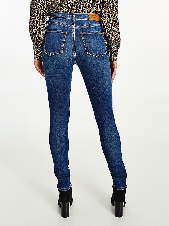 Tommy Hilfiger Harlem High Rise Skinny Jeans Dame Blå | NULIGK-378