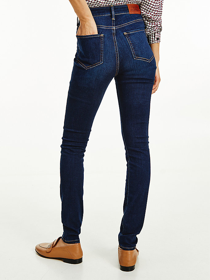 Tommy Hilfiger Harlem High Rise Skinny Jeans Dame Blå | QWUGMF-824