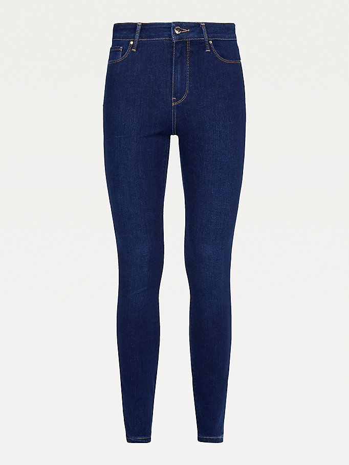 Tommy Hilfiger Harlem High Rise Skinny Jeans Dame Blå | QWUGMF-824