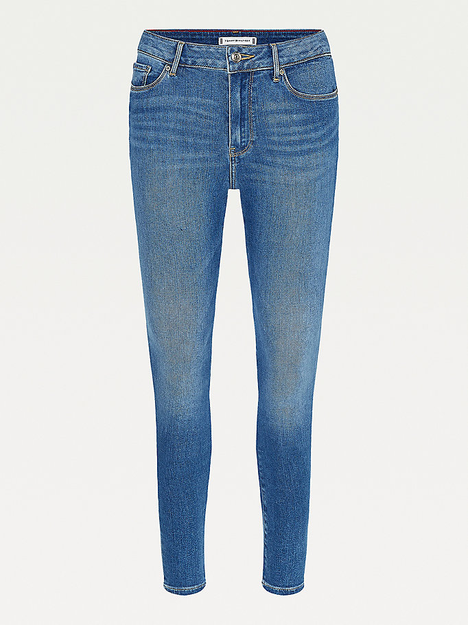 Tommy Hilfiger Harlem High Rise Skinny Jeans Dame Blå | UBZGJM-128