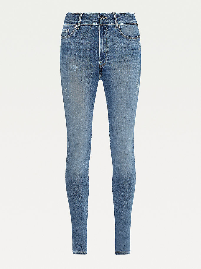 Tommy Hilfiger Harlem High Rise Super Skinny Jeans Dame Blå | FIKBCU-804