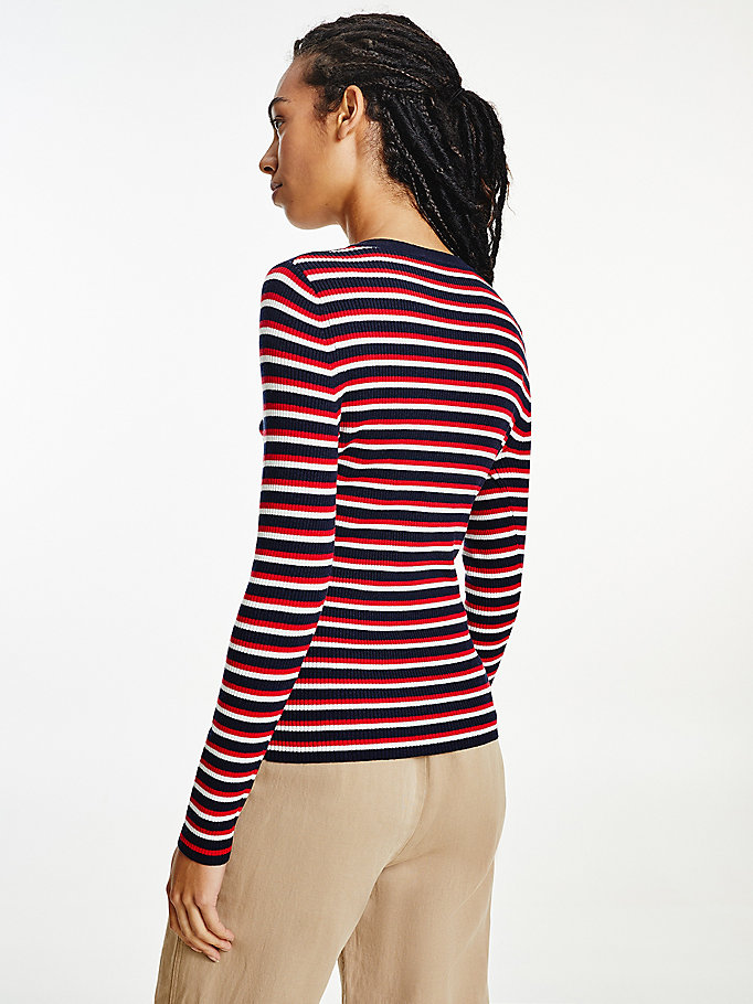 Tommy Hilfiger Henley Ribbed Wool Blend Gensere Dame Rød | VYJMFQ-136