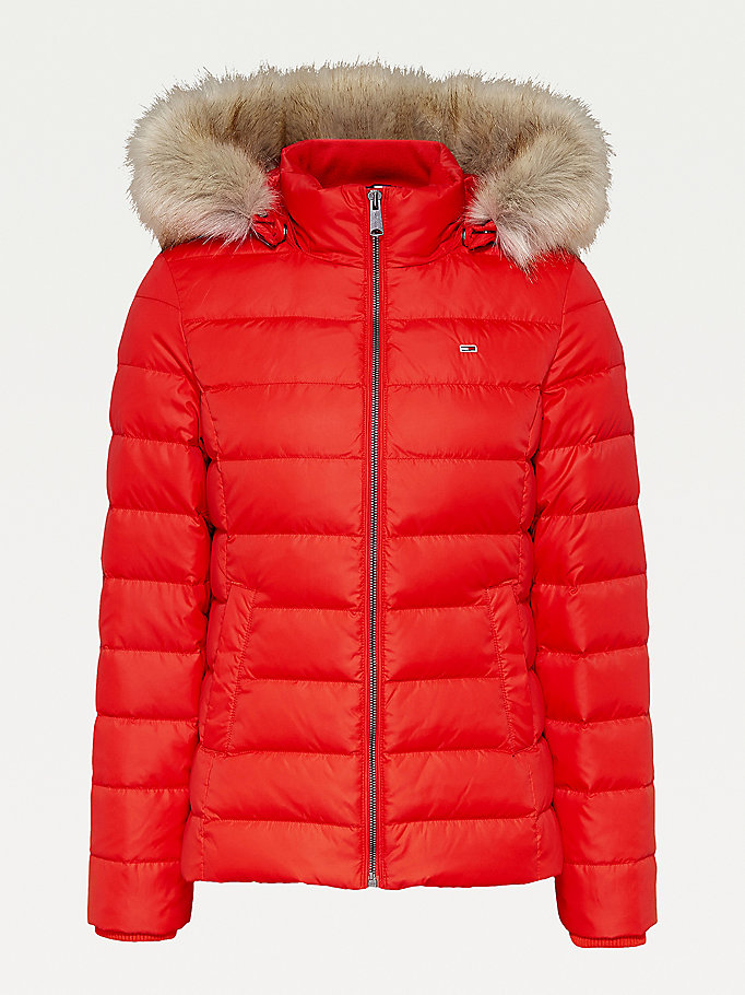 Tommy Hilfiger Hette Down Frakker Dame Rød | OPBRMC-024