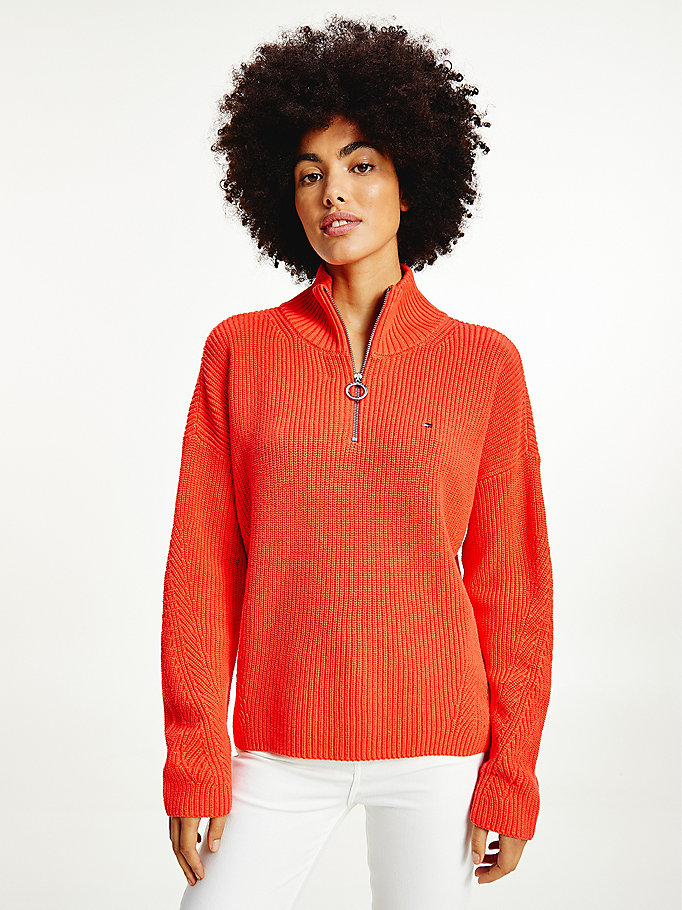 Tommy Hilfiger High Neck Rib-Knit Gensere Dame Rød | URNLQY-249