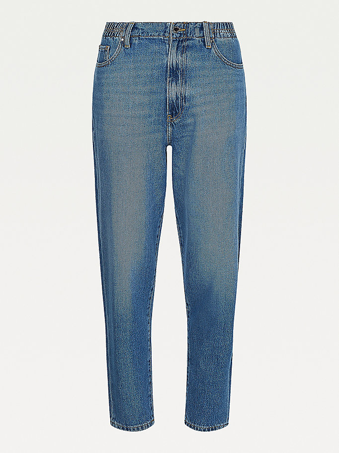 Tommy Hilfiger High Rise Relaxed Mom Jeans Dame Blå | MZOBEL-983