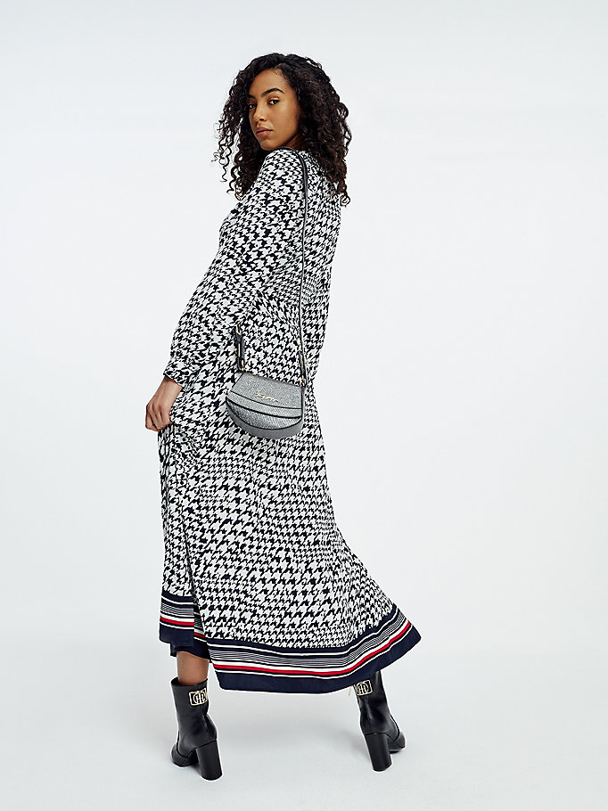 Tommy Hilfiger Houndstooth Relaxed Fit Midi Kjoler Dame Blå | PYIKSW-731