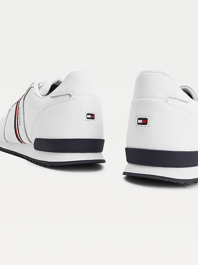 Tommy Hilfiger Iconic Lær Signature Joggesko Herre Hvite | XDLOSI-632