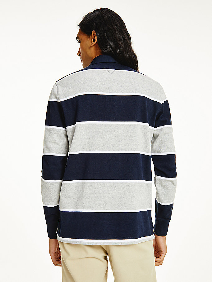 Tommy Hilfiger Iconic Stripe Rugby Polo T Skjorte Herre Blå | KUIMDG-012