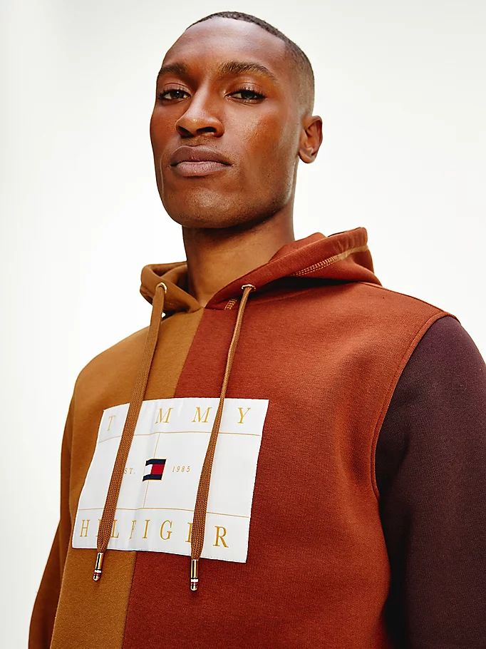 Tommy Hilfiger Icons Colour-Blocked Fleece Hettegensere Herre Brune | PMDFSG-134