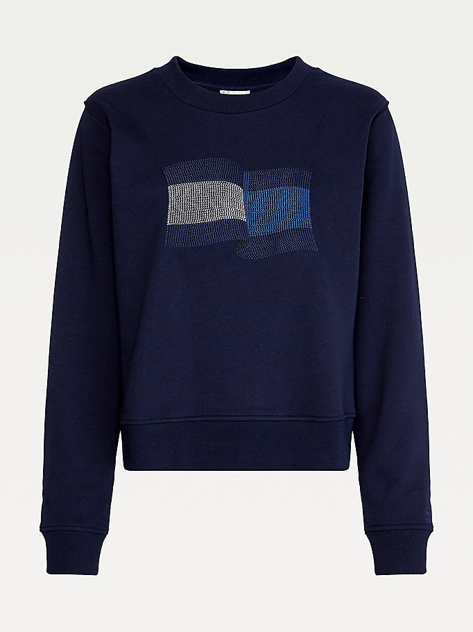 Tommy Hilfiger Icons Crew Neck Sweatshirt Dame Blå | VPAIYE-096