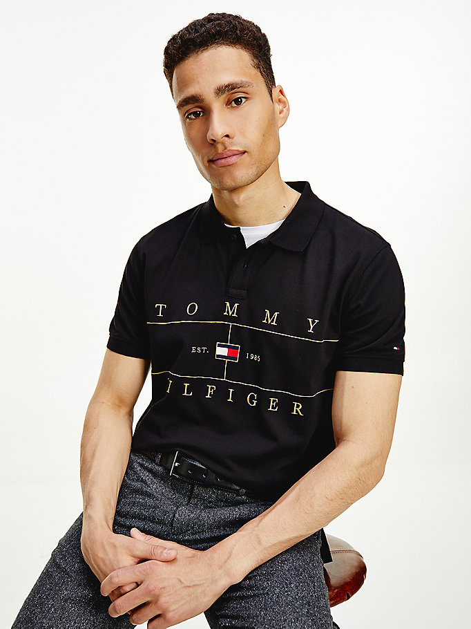 Tommy Hilfiger Icons Embroidery Regular Fit Polo T Skjorte Herre Svarte | HMJLWF-902