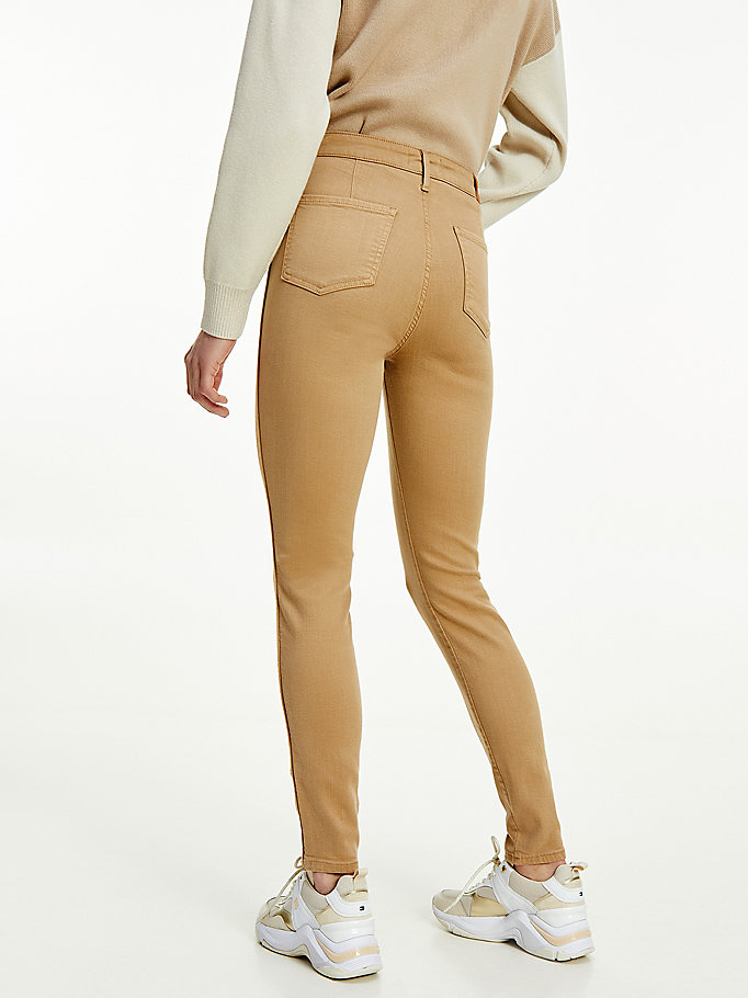 Tommy Hilfiger Icons Harlem High Rise Super Skinny Jeans Dame Khaki | BEDTOL-653