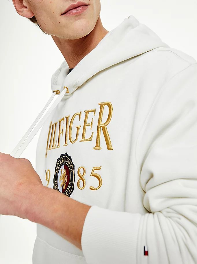 Tommy Hilfiger Icons Logo Embroidery Relaxed Fit Hettegensere Herre Hvite | FWAOIS-952