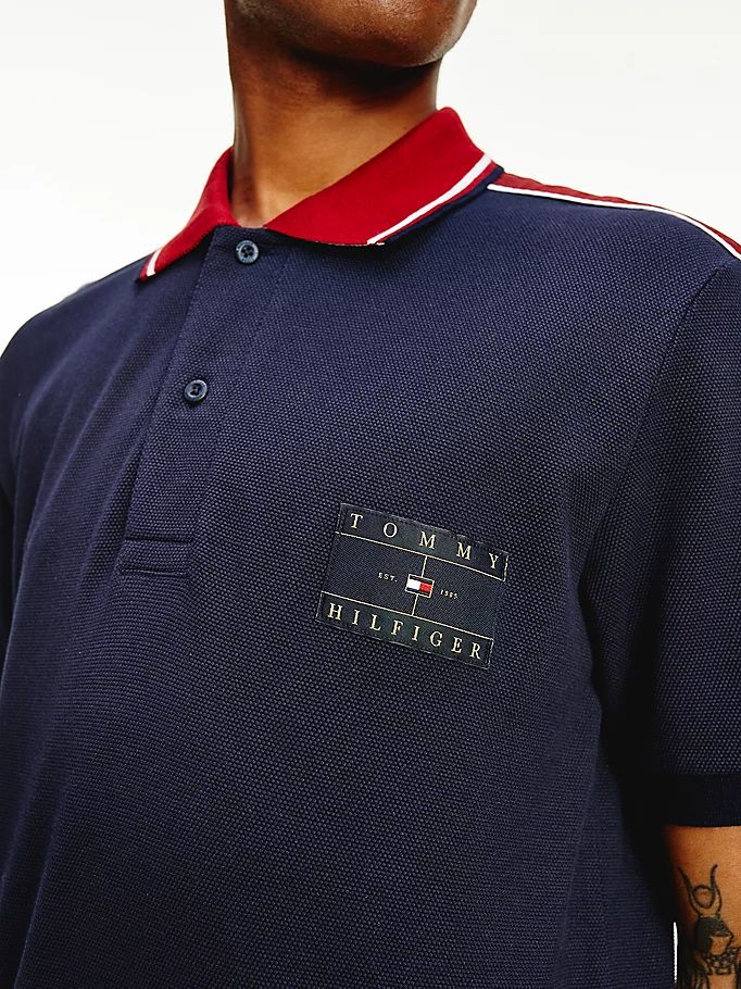 Tommy Hilfiger Icons Logo Tape Regular Fit Polo T Skjorte Herre Blå | OUXHCJ-158