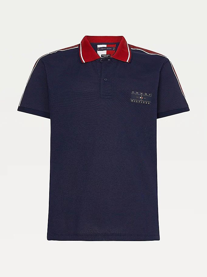 Tommy Hilfiger Icons Logo Tape Regular Fit Polo T Skjorte Herre Blå | OUXHCJ-158