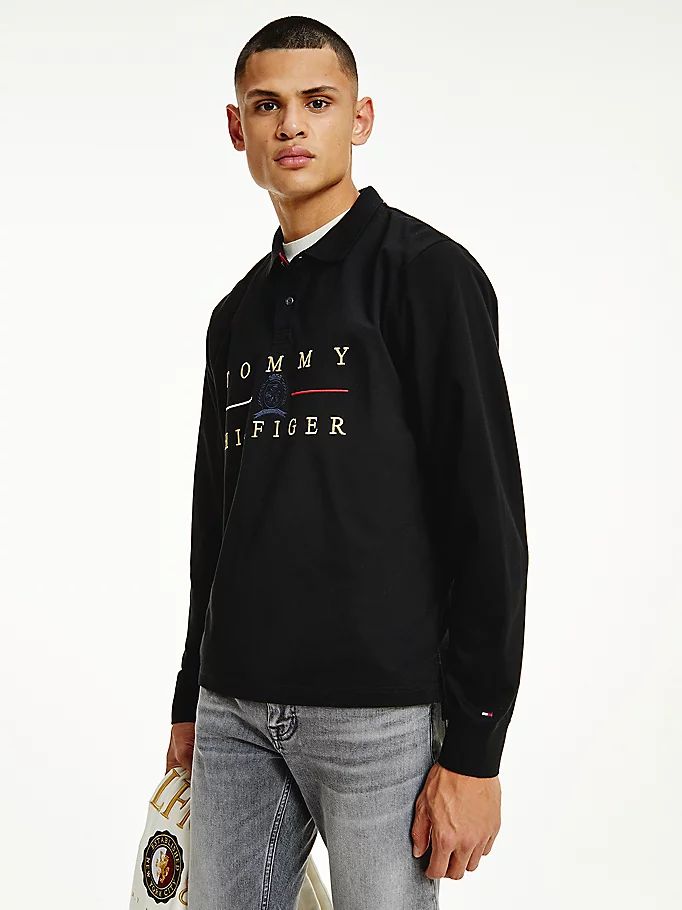 Tommy Hilfiger Icons Long Sleeve Regular Fit Polo T Skjorte Herre Svarte | NEFOQV-346