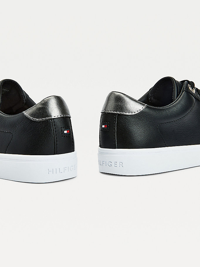 Tommy Hilfiger Icons Lær Cupsole Joggesko Dame Svarte | ESCQLV-051