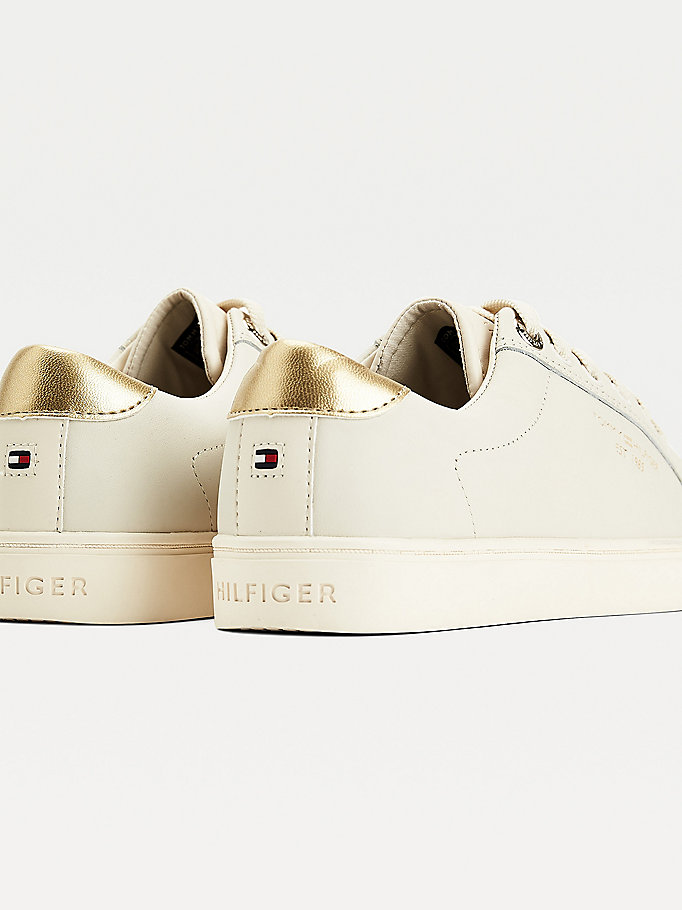 Tommy Hilfiger Icons Lær Cupsole Joggesko Dame Beige | IXCQZA-134