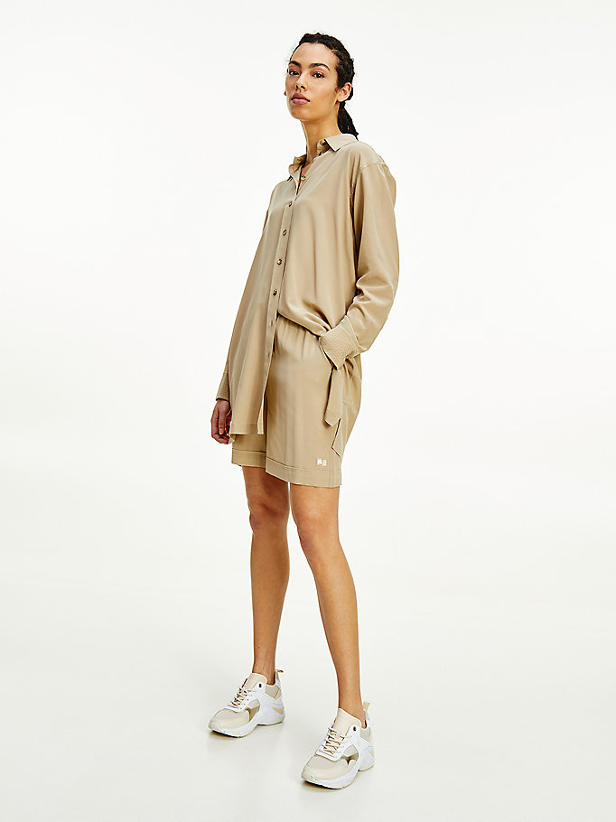 Tommy Hilfiger Icons Silk Oversized Fit Skjorte Dame Beige | WGCTKL-361