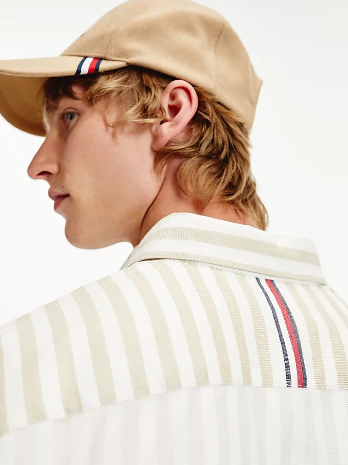 Tommy Hilfiger Icons Stripe Relaxed Fit Bomull Skjorte Herre Beige | GJTPMF-503