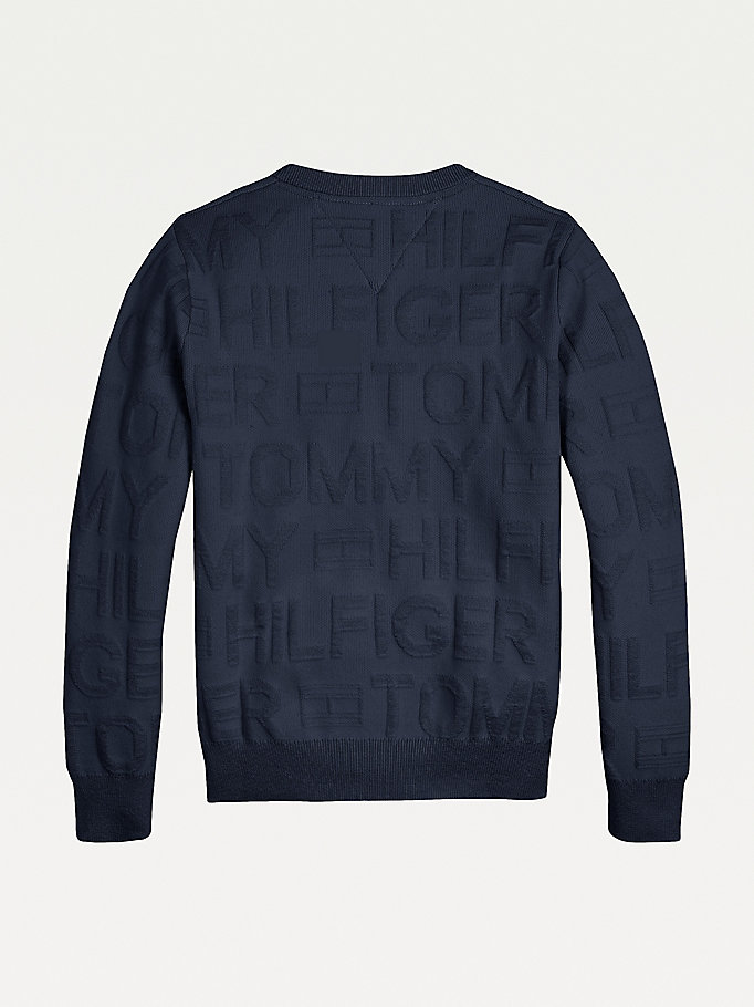 Tommy Hilfiger Jacquard All-Over Logo Jumper Gutt Blå | HRWIEQ-843