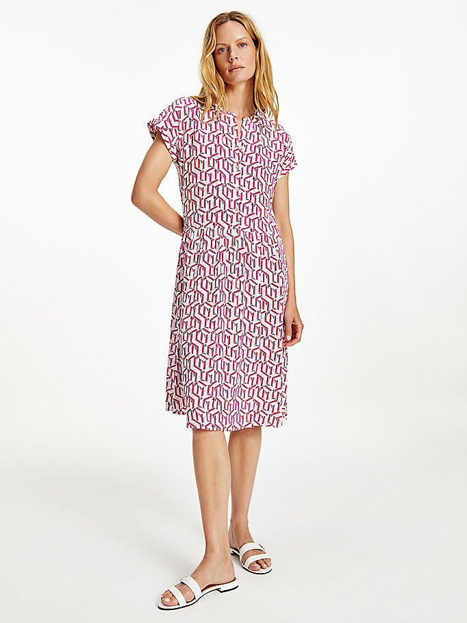 Tommy Hilfiger Knee Length Viscose Kjoler Dame Rosa | NXQEVI-493