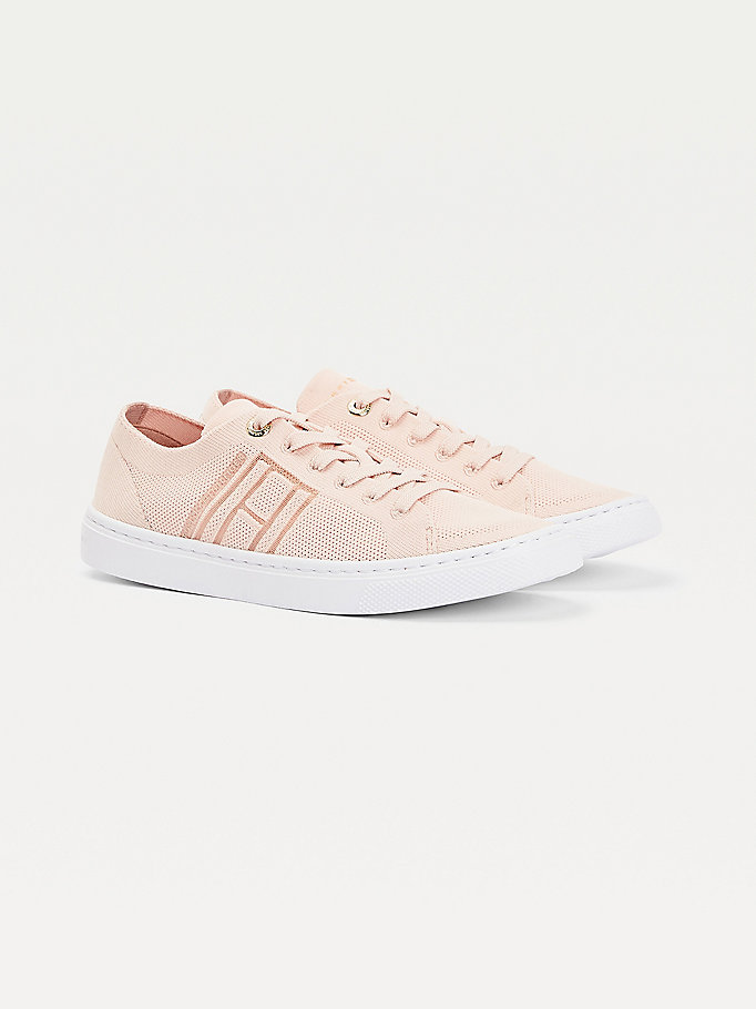 Tommy Hilfiger Knitted Lette Cupsole Joggesko Dame Rosa | FCZWNX-957