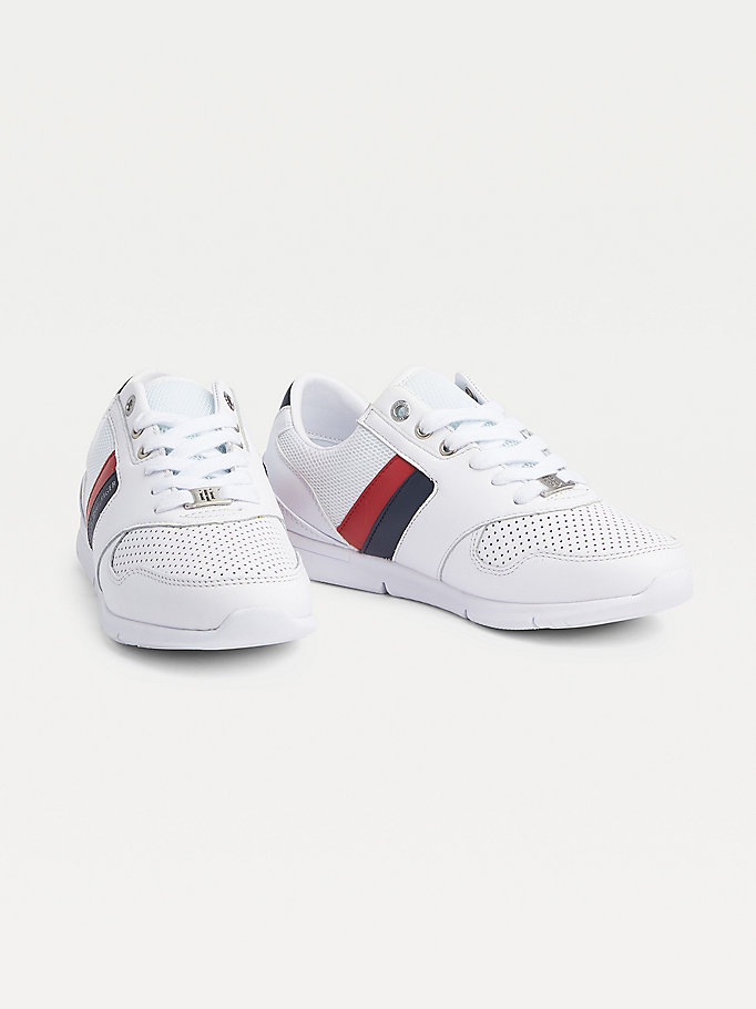 Tommy Hilfiger Lette Perforated Lær Joggesko Dame Rød | XPFLZG-021