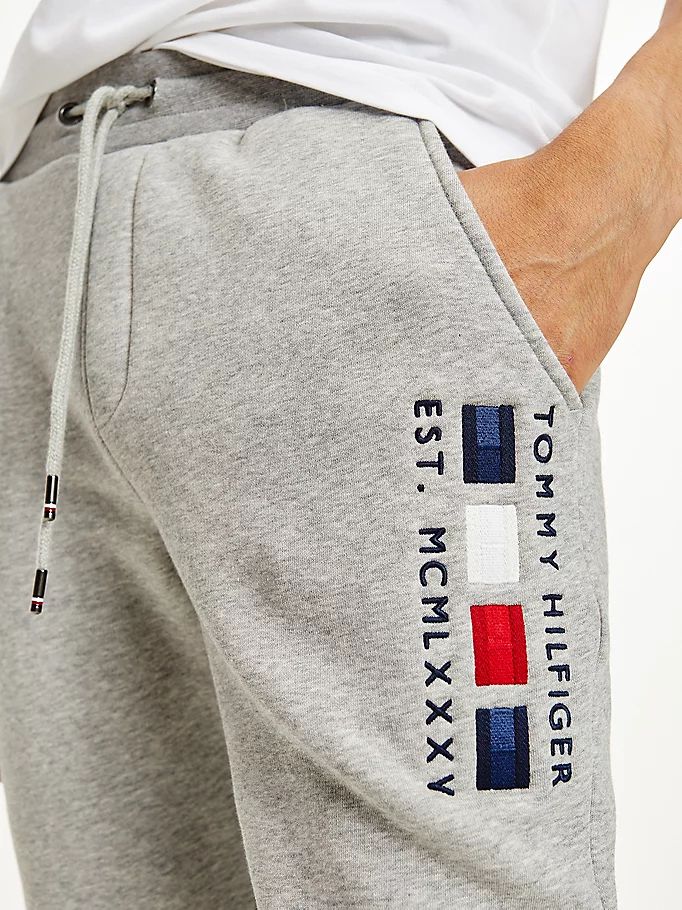 Tommy Hilfiger Logo Embroidery Fleece Bukser Herre Grå | UATXPS-542