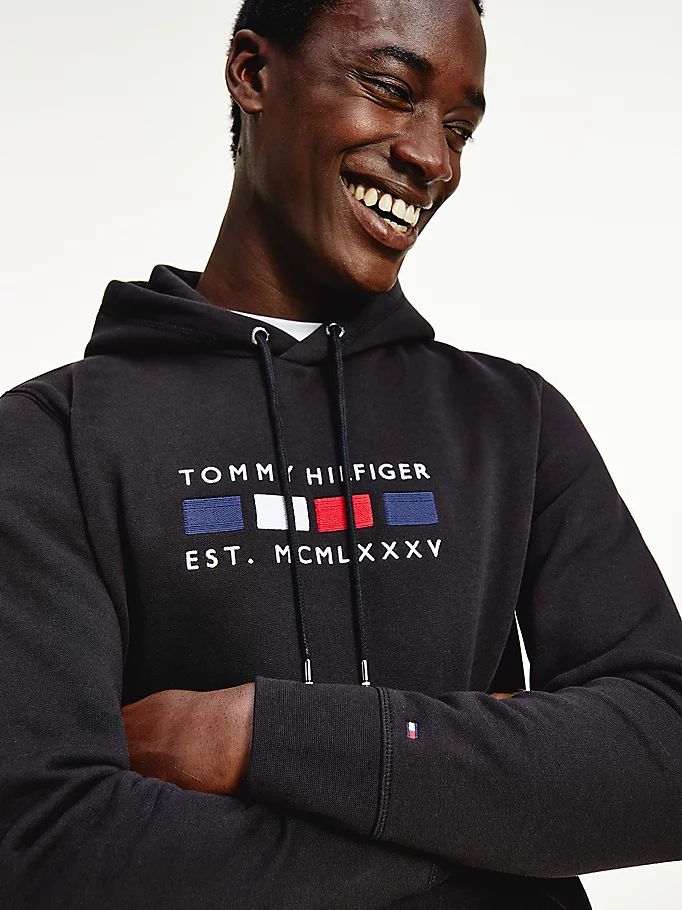 Tommy Hilfiger Logo Embroidery Fleece Hettegensere Herre Svarte | LEAQVZ-926