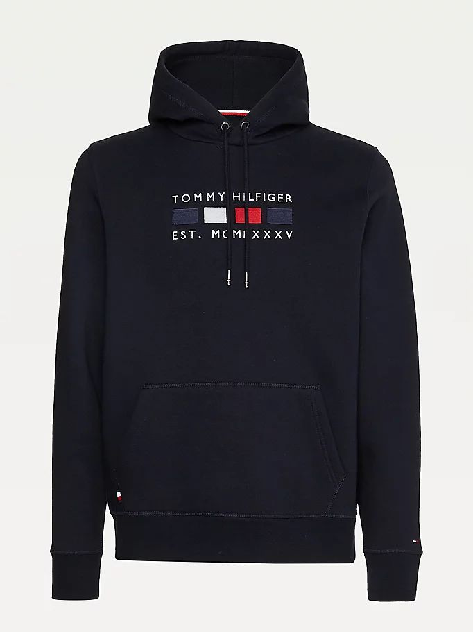 Tommy Hilfiger Logo Embroidery Fleece Hettegensere Herre Blå | SMKZAG-598