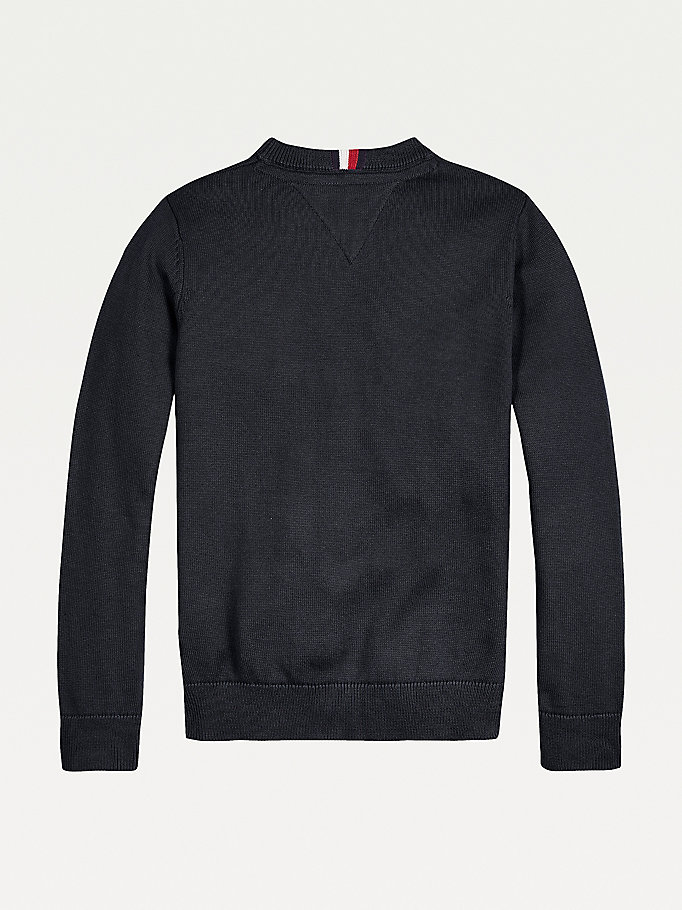 Tommy Hilfiger Logo Neck Jumper Gutt Svarte | QDMFKE-317