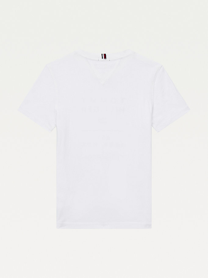 Tommy Hilfiger Logo Organic Bomull T-skjorte Gutt Hvite | ZDWCBX-146